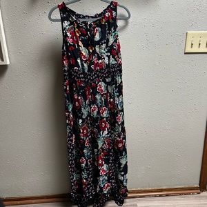 Blue Floral Sleeveless Dress EUC Comfy!